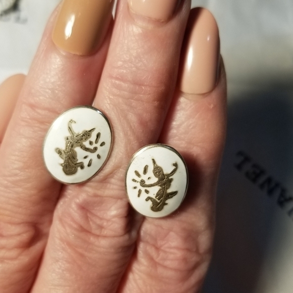 Vtg Enameled Siam Dancer Bracelet & Earrings - Picture 4 of 8